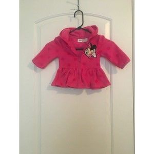 Disney Baby Girls Minnie Mouse Pink Fleece Jacket Zip Up Size 18 Months